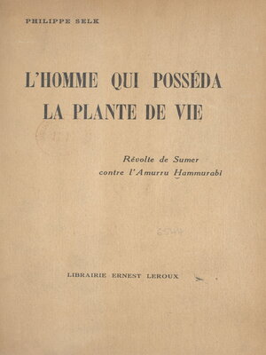 cover image of L'homme qui posséda la plante de vie